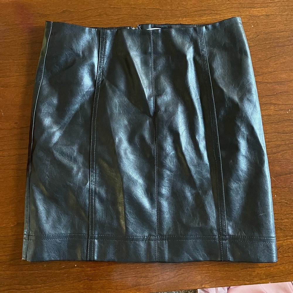 Leather mini skirt